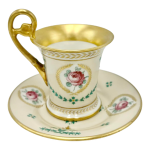 Richard Ginori Pittoria Di Doccia Porcelain Cup & Saucer Floral 1949