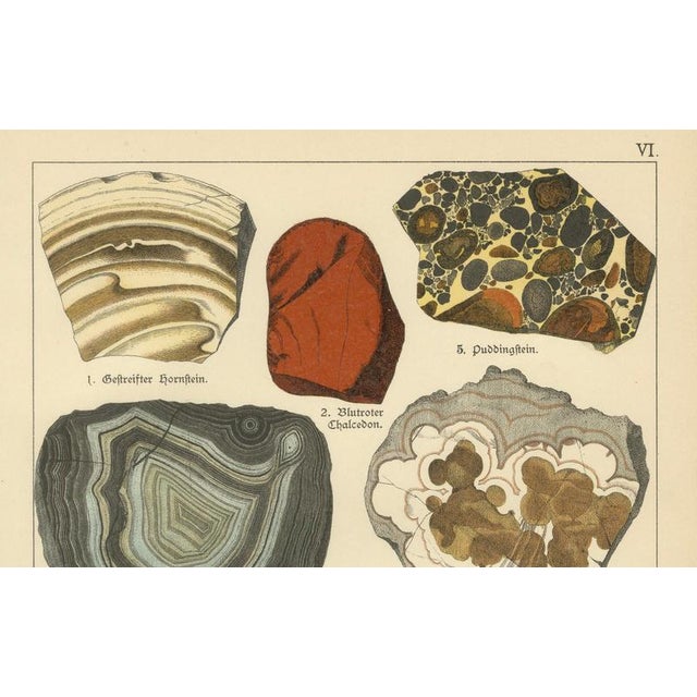 Gold Dr. Gustav Adolph Kenngott, Mineralogy Quartz, Agate & Tourmaline, 1888, Chromolithographs, Set of 3 For Sale - Image 8 of 13