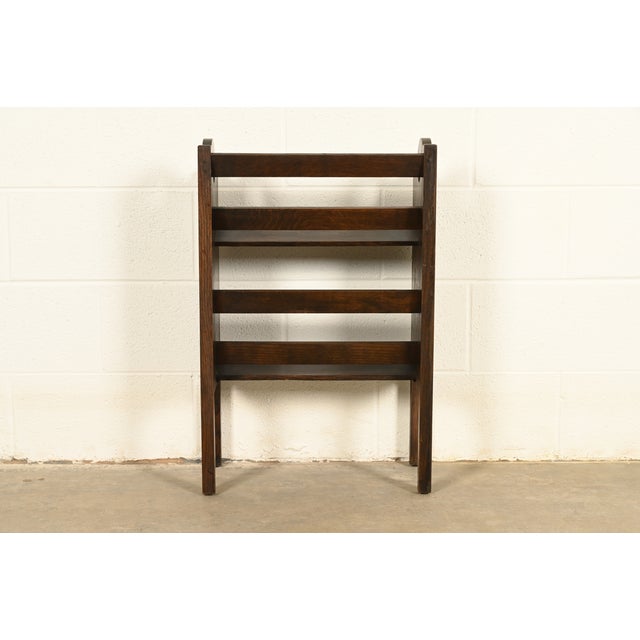 Limbert Style Antique Mission Oak Arts & Crafts Book Trough or Magazine Stand, Circa 1920 For Sale - Image 11 of 12