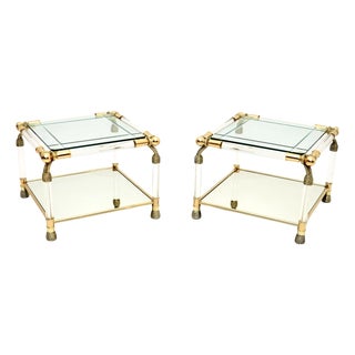 Vintage Spanish Acrylic and Glass Side Tables from Curvasa, 1970s, Set of 2 For Sale