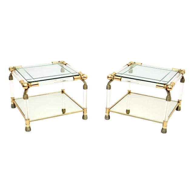 Vintage Spanish Acrylic and Glass Side Tables from Curvasa, 1970s, Set of 2 For Sale