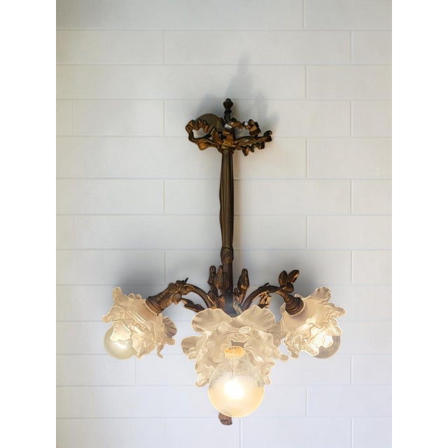 Louis XVI Patinated Gilt Bronze Chandelier, 1890s For Sale - Image 9 of 10