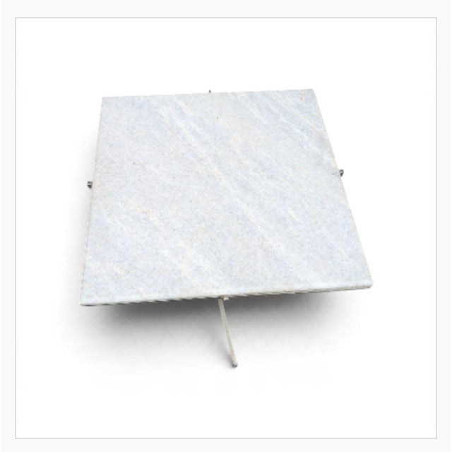 1960s Vintage Italian Mid-Century Style White Marble-Top Accent Table For Sale - Image 5 of 6