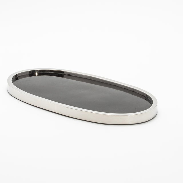 Kifu Paris Oval Tray in Pen Shell With Polished Stainless Steel by Kifu Paris For Sale - Image 4 of 8