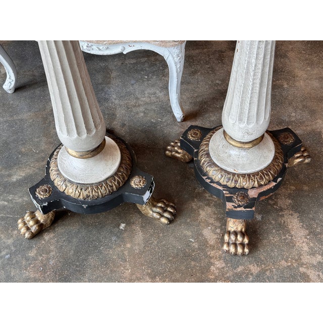 Pair Neoclassical Painted and Gilt Pedestals For Sale - Image 10 of 11