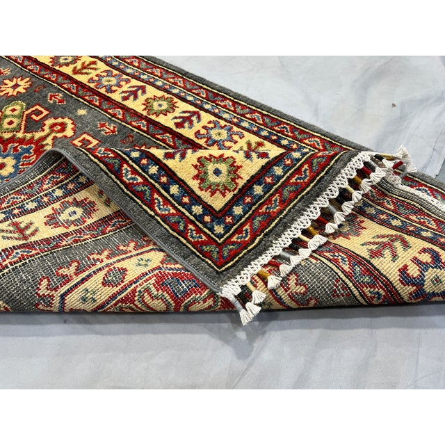 Charcoal Gray and Cream Kazak-Style Wool Runner Rug, 2'7" X 13'1" For Sale - Image 14 of 16