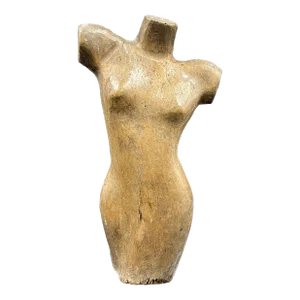 Late 20th Century Carved Solid Wood Female Torso Sculpture