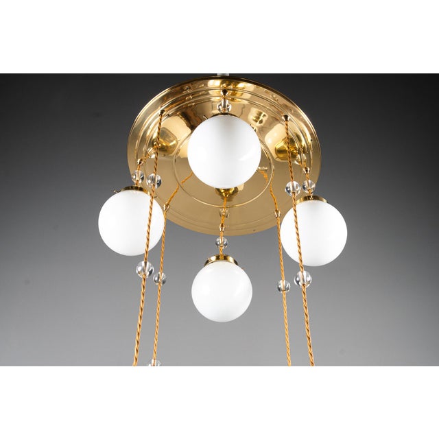 Art Deco Chandelier with Opal Glass Shades, Vienna, 1920s For Sale - Image 16 of 18