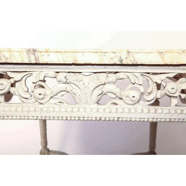 Ivory 19th-Century French Ivory Painted Center Table with Marble Top For Sale - Image 8 of 9
