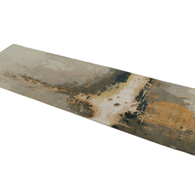 Rug & Kilim Rug & Kilim’s Abstract Runner Rug in Beige and Gold With Geometric Patterns For Sale - Image 4 of 8