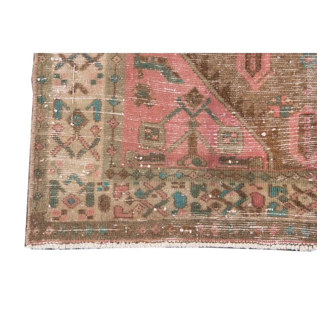 1960s Vintage Azeri Runner Handmade Tan Tribal Wool Runner For Sale - Image 4 of 8