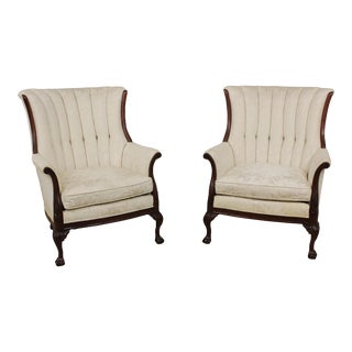 Pair Key City Ball & Claw Mahogany Channel Back Chairs For Sale
