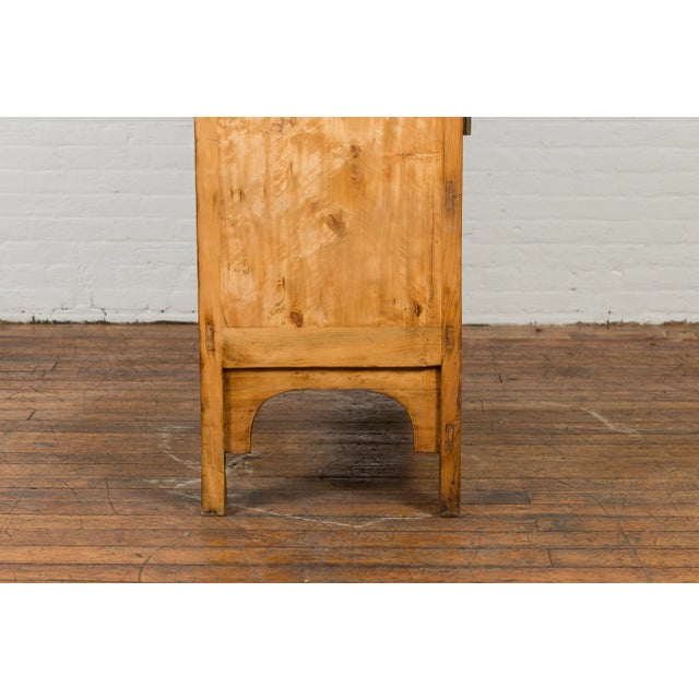 Chinese Vintage Elmwood Wedding Cabinet with Carved Apron and Hidden Drawers For Sale - Image 11 of 13