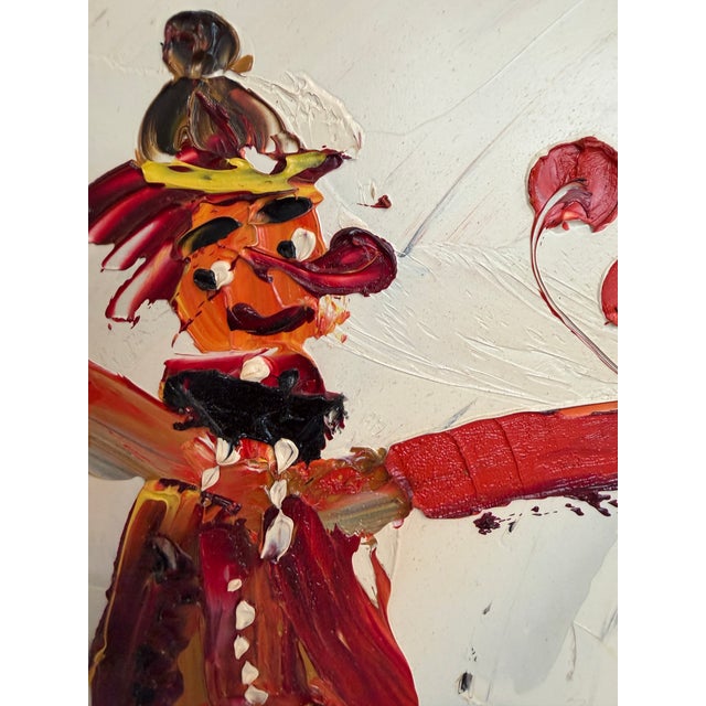 1980 Morris Katz (1931–2010) Original Oil Painting Clown Impasto Palette Knife For Sale - Image 9 of 13