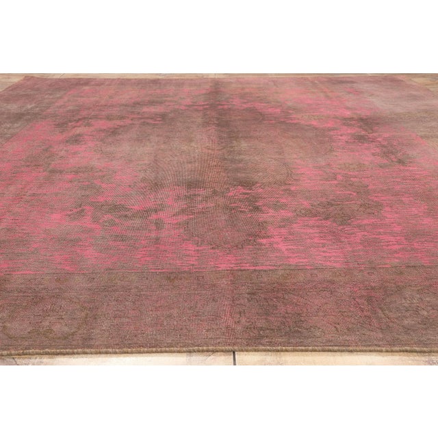 Hot Pink Mid 20th Century Industrial Maximalist Vintage Turkish Rug - 09'09 X 12'05 For Sale - Image 8 of 9