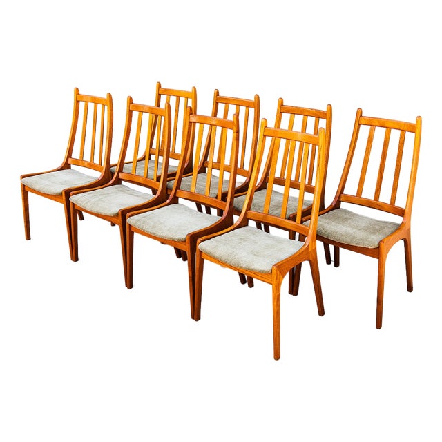 Vintage Danish Modern Mid Century Teak Slat Back Dining Chairs For Sale