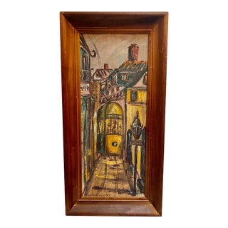 Vintage Abstract 1961 Oil Painting Street Car Named Desire New Orleans by Wd Wier For Sale