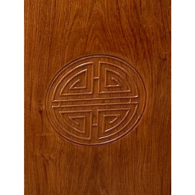 1970s Chinese Solid Rosewood Bar Unit Twin Fold-Over Flap Top Also Front, Side, and Back Carved Chinese Symbols For Sale - Image 12 of 12