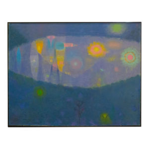 Signed “Moon Flower” Abstract Oil on Canvas Painting by Martin Friedman