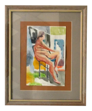 Nude Woman Watercolor Painting