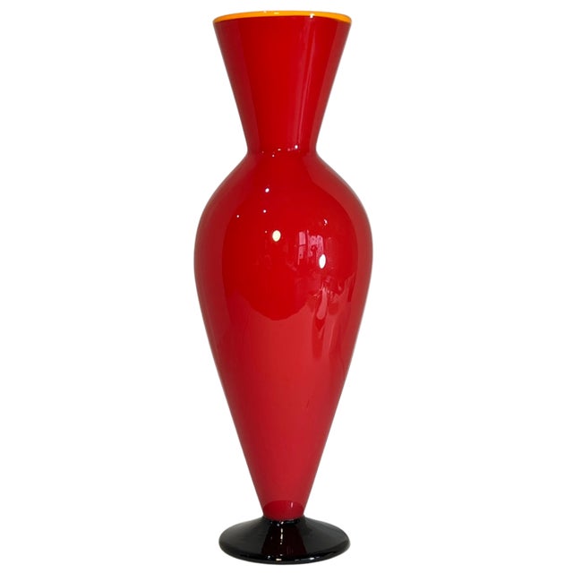 David Levi Signed Ibex 2004 Art Glass Red Vase For Sale In New York - Image 6 of 14