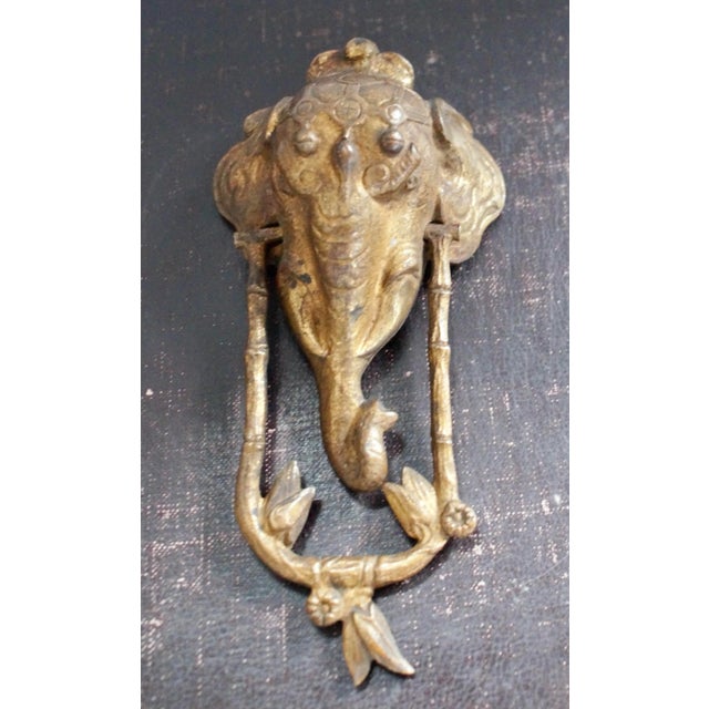 Antique Brass Elephant Door Knocker, 1900s, Set of 2 For Sale - Image 6 of 8