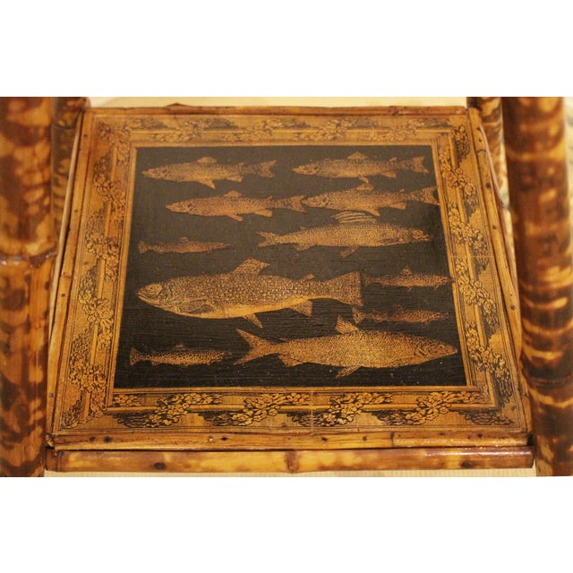 Late 19th Century English Large Square Bamboo Two-Tier Side Table For Sale In Raleigh - Image 6 of 6