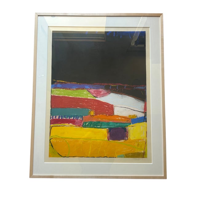 Vibrant Abstract Framed Painting by Francine Matarazzo, Signed & Dated For Sale - Image 4 of 6