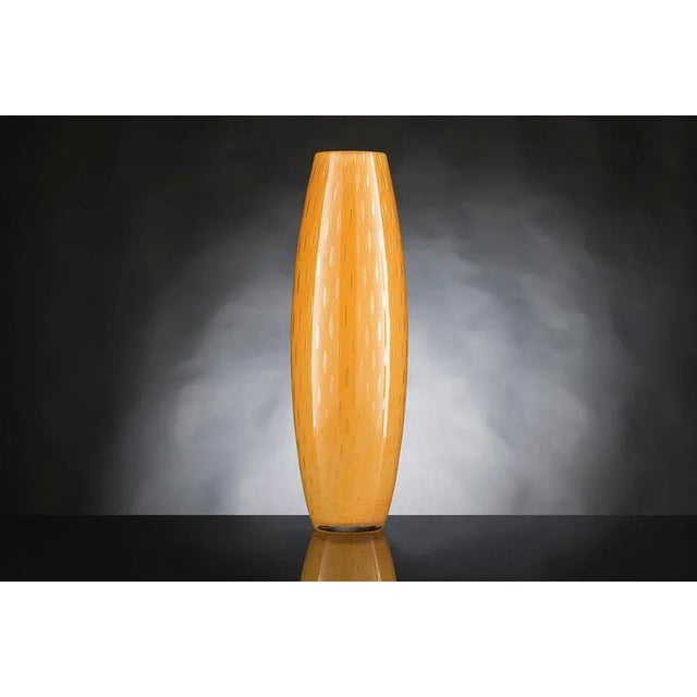 Slim Big Italian Gold and Orange Murano Glass Mocenigo Vase by Marco Segantin for VGnewtrend For Sale - Image 4 of 4