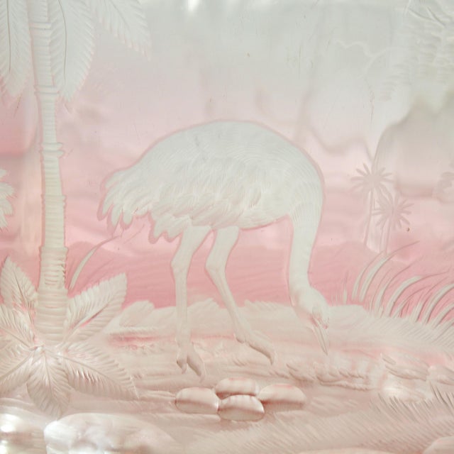 Glass Antique Bohemian/Czech Cranberry Cut to Clear Vase With Savannah Scene For Sale - Image 7 of 12