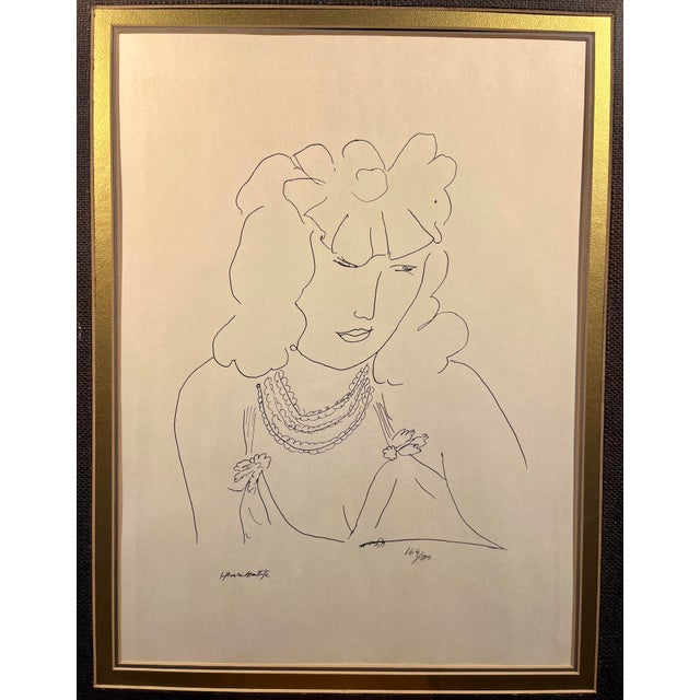 VTG HENRI MATISSE Limited Edition Lithograph 'Femme aux Colliers' (Woman with Necklaces) Plate Signed Aprox. dimensions:...