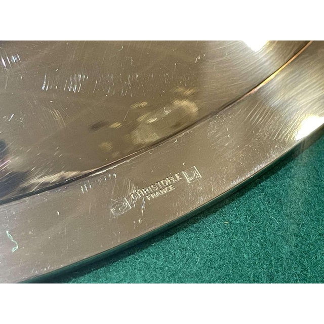 Malmaison Pattern Round Silver-Plated Metal Tray from Christofle For Sale - Image 7 of 8