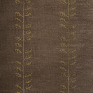 SAMPLE - Schumacher Geo Leaf Sisal Wallpaper In Metallic Gold & Sepia For Sale