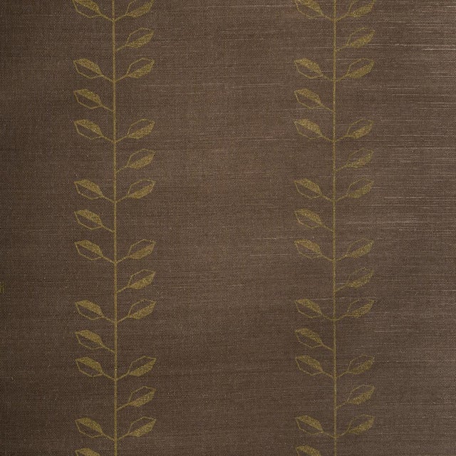 SAMPLE - Schumacher Geo Leaf Sisal Wallpaper In Metallic Gold & Sepia For Sale