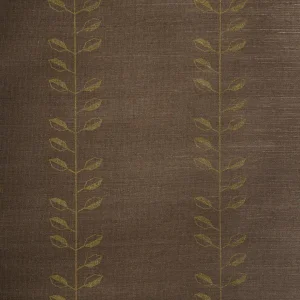 SAMPLE - Schumacher Geo Leaf Sisal Wallpaper In Metallic Gold & Sepia