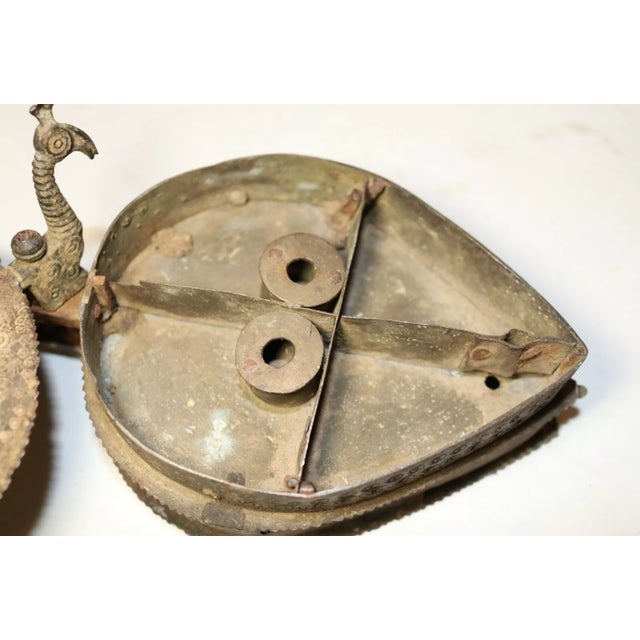 Brown Rare Primitive Antique 18th Century Indian Tooled Wrought Iron Figural Betel Box For Sale - Image 8 of 12