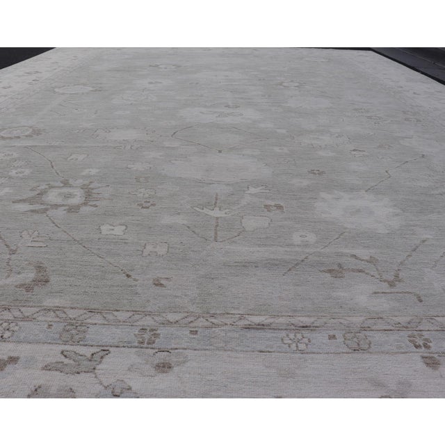 Traditional Large Oushak Rug With Soft Gray and Subtle Ivory and Sage Accents 11'10 X 17'5 For Sale - Image 3 of 12