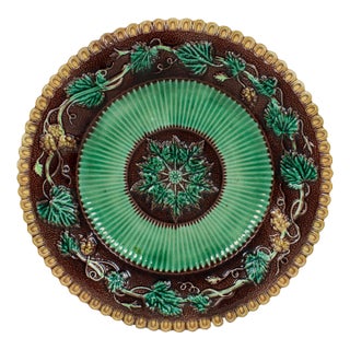 George Jones Majolica Plate, Grapevine Pattern, English, Circa 1865 For Sale