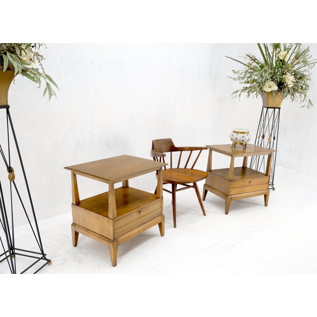 Pair Heywood Wakefield Mid-Century Modern One Drawer Nightstands End Tables Mint For Sale - Image 12 of 17