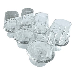 Vintage Cut Crystal Cognac Glasses, 1970s, Set of 6 For Sale
