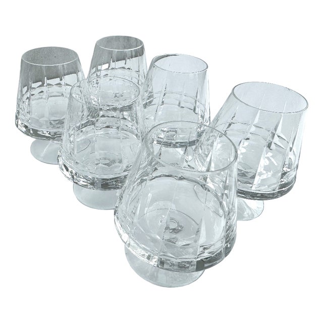 Vintage Cut Crystal Cognac Glasses, 1970s, Set of 6 For Sale