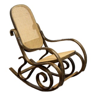Vintage Thonet Style Bentwood Rocking Chair For Sale