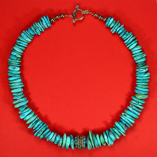 Traditional Ajd 19 Inch Sleeping Beauty Turquoise Gently Graduated Necklace For Sale - Image 3 of 5
