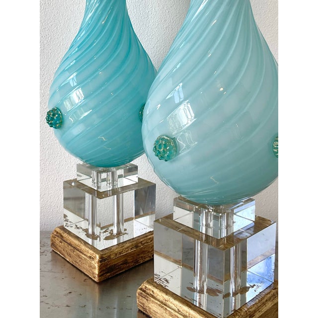 Vintage Italian Murano Glass Lamps - A Pair For Sale - Image 10 of 12