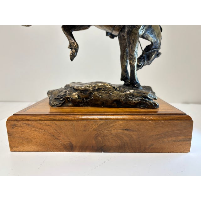 Bronze Vintage Wally Shoop American Western Cowboy & Bucking Bronco Horse Bronze Sculpture For Sale - Image 8 of 10