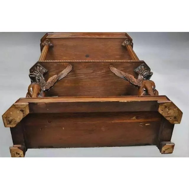 Brown Early 20th Century Regency Horner Style Carved Mahogany Griffin Bookcase Curio Stands - a Pair For Sale - Image 8 of 10