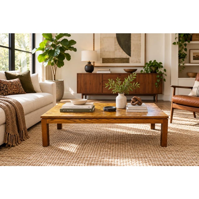 Bring warmth and timeless craftsmanship to your living space with this beautifully made Mid-Century Modern oak coffee...