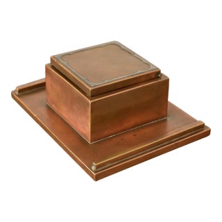 Silver Crest Arts & Crafts Sterling Silver on Bronze Inkwell For Sale