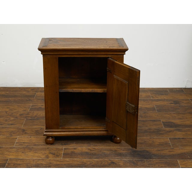 Brown Italian 1820s Small Oak Cabinet with Single Door and Geometric Carved Motif For Sale - Image 8 of 11