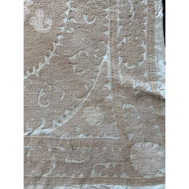 Mid-Century Modern Samarkand Suzani Wall Hanging Decor, 4'6'' X 4'8'' For Sale - Image 3 of 8